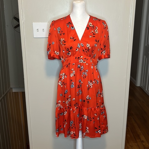 Jill Jill Stuart Floral-Print V-Neck Puff Sleeve Mini Dress Size 4 - Picture 6 of 15